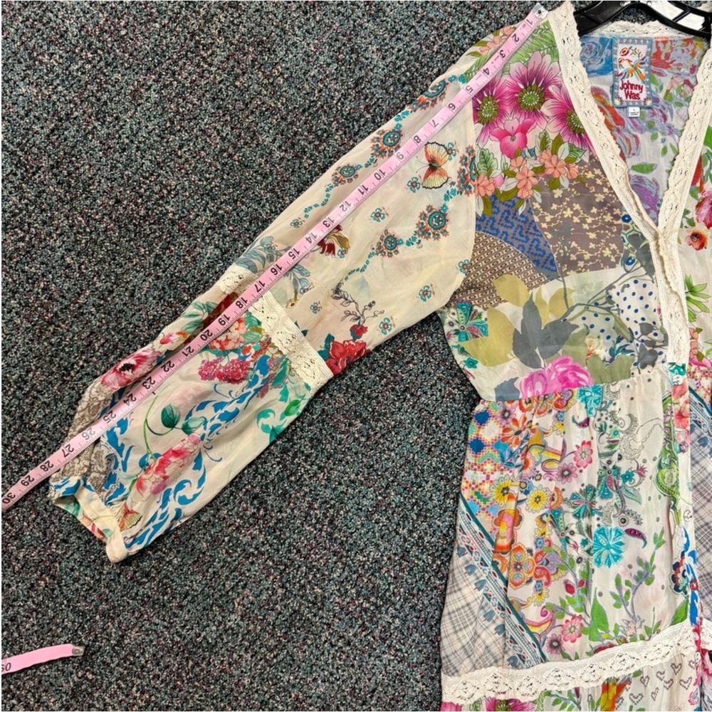 Johnny Was Milana Silk Blend Floral Patchwork Maxi Dress Size Large - Picture 10 of 11